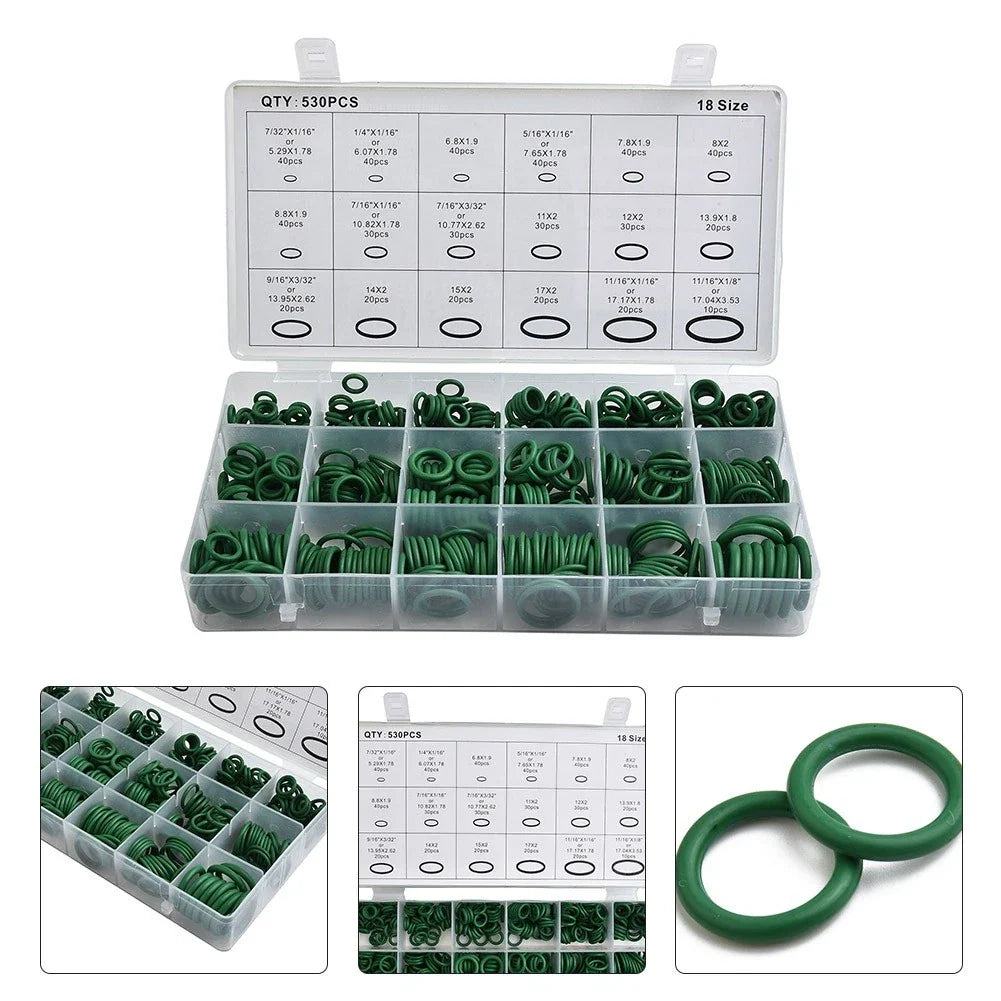 530 Pcs Rubber O-Ring Assortment Set for Automotive Tools