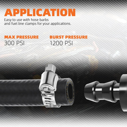 6AN Rubber Braided Fuel Line Hose 10 Feet 3/8" ID