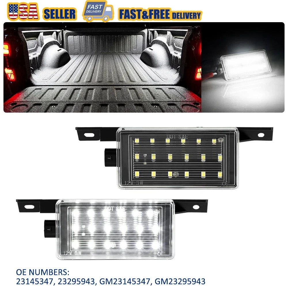 Set of 2 Bright White Full LED Truck Bed Cargo Light Lamps for Chevy Silverado (2014–2019)