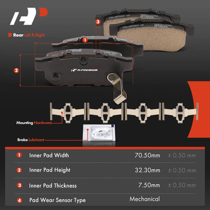 Ceramic Rear Brake Pads for Honda Civic 1992-1995, 1997-2001 - Set of 4