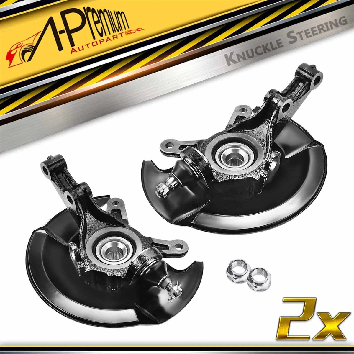 Pair Front Steering Knuckle & Hub Bearing for Honda Civic (2003–2005)