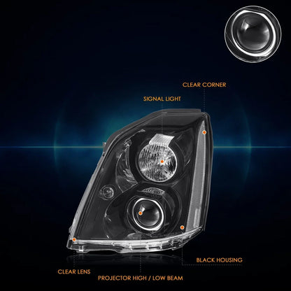HID Projector Headlight - Black Clear Corner for Cadillac DTS 2006-2011