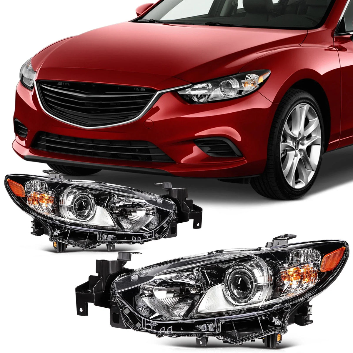 Headlight Assemblies - Black Amber, 2 Pack for Mazda 6 (2014–2017)