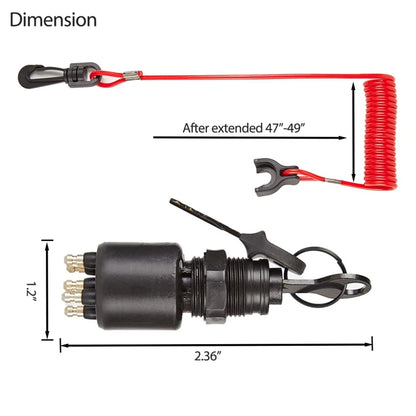 Ignition Switch Key with Lanyard Assembly for Johnson Evinrude 1970-2000