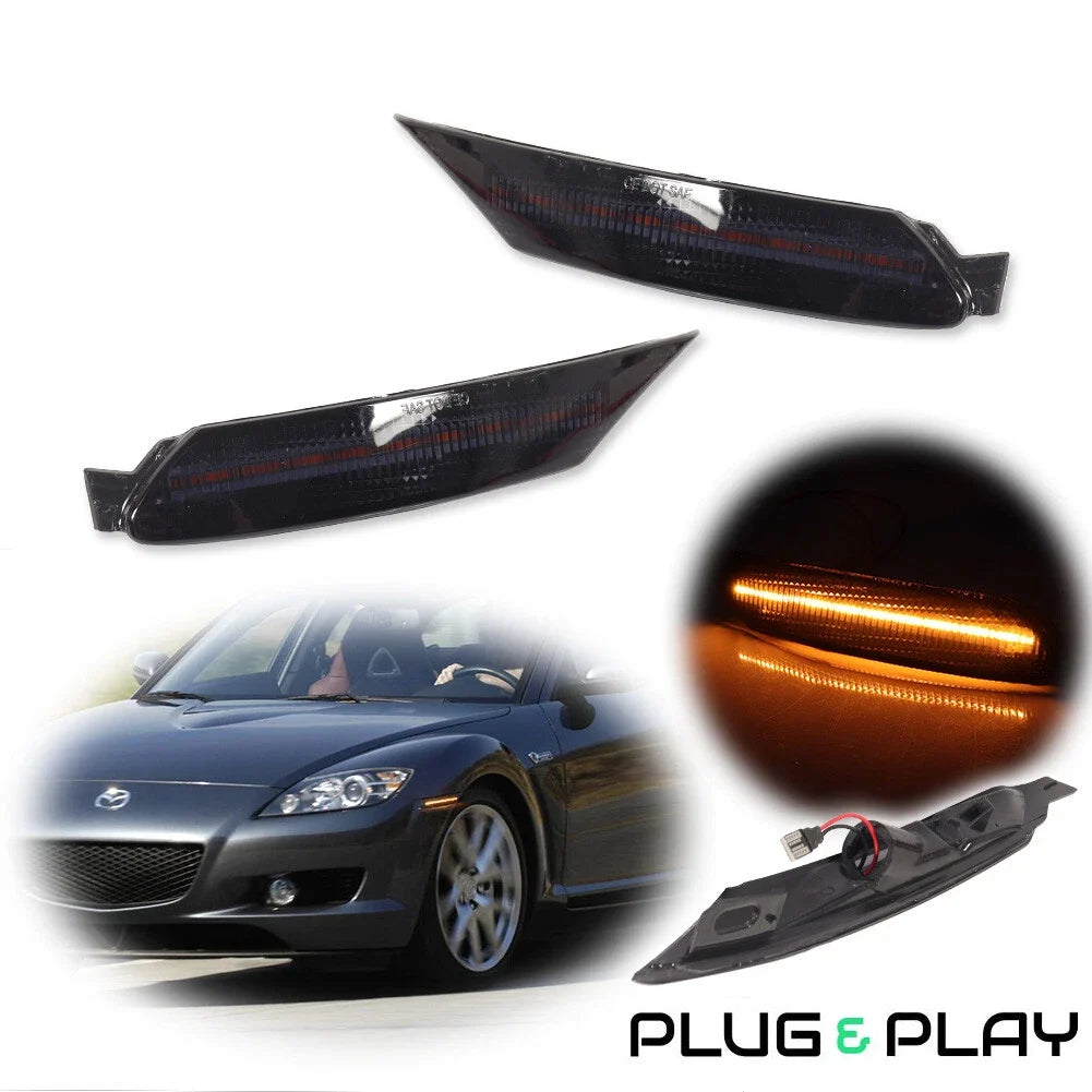 Smoke Lens Amber LED Side Marker Lights for Mazda RX-8 (2004–2008)