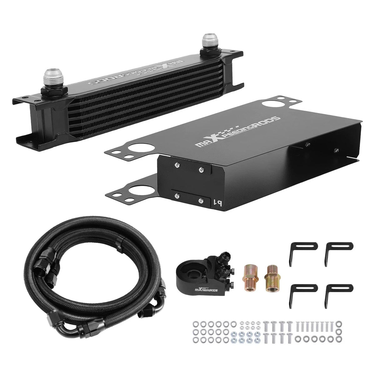 7 Row Transmission Oil Cooler 10AN with Thermostatic Sandwich Adapter
