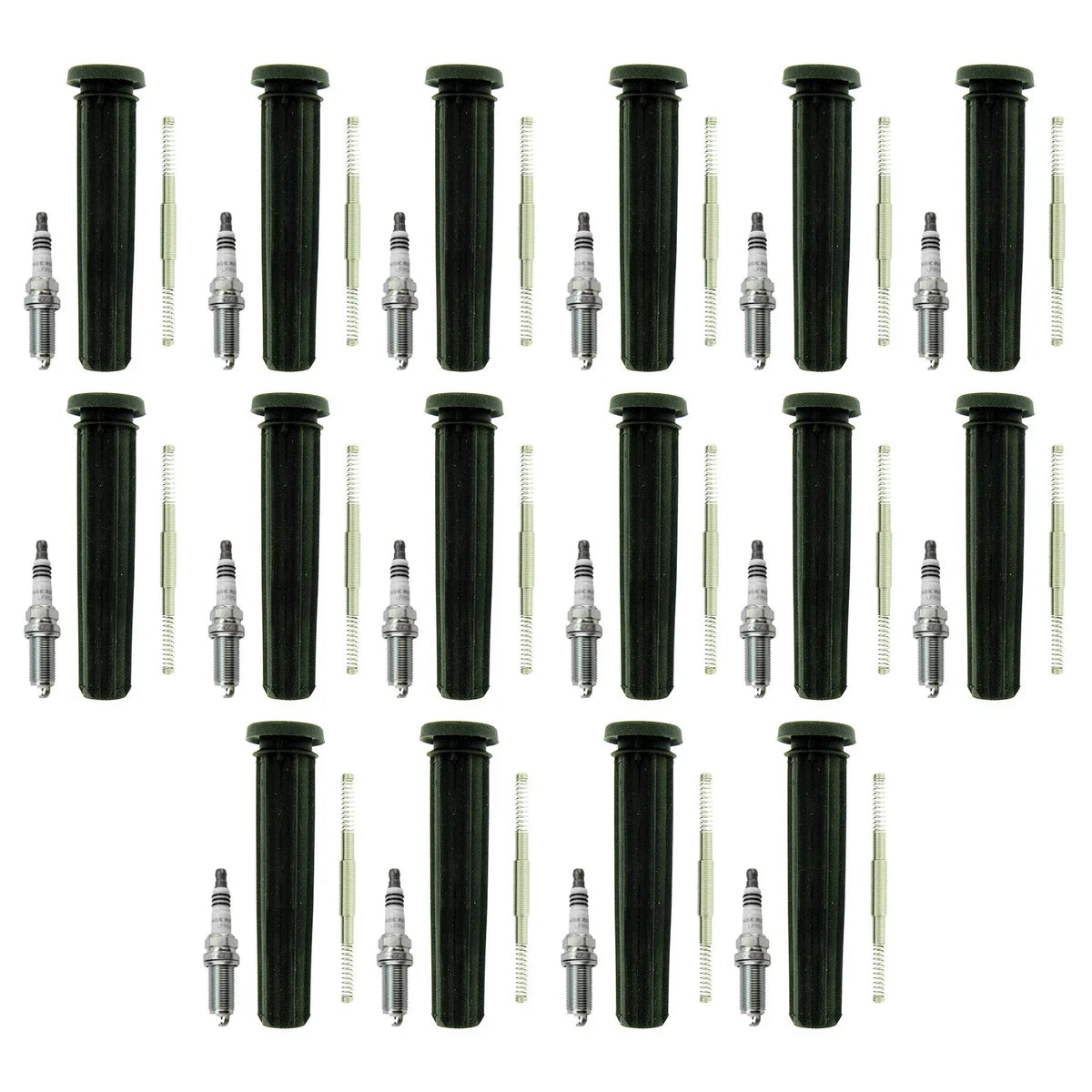 Set of 16 NGK Ruthenium HX Spark Plugs & Coil Boots for Charger Commander (N/A)