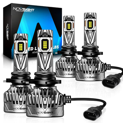 2X 9005/HB3 + 9006/HB4 LED Headlight Bulbs Kit for Vehicles