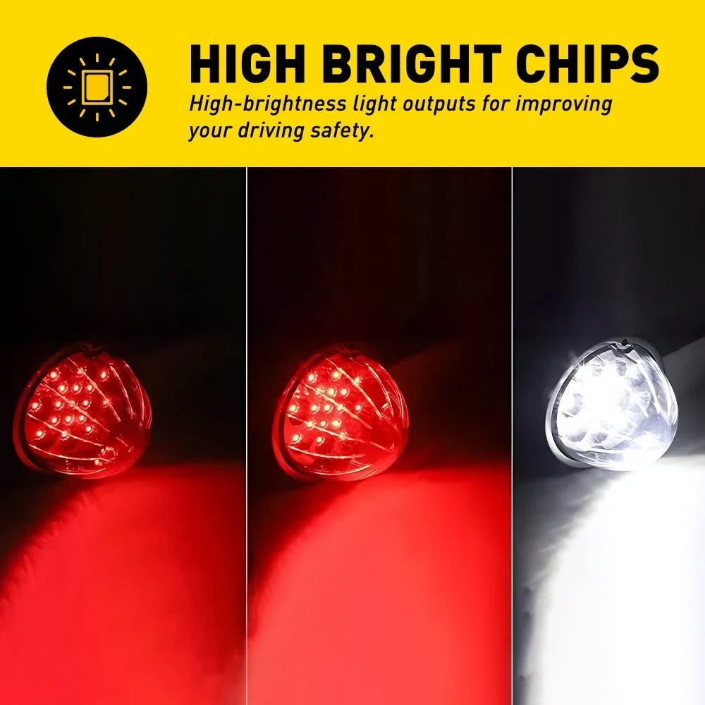 Set of 2 Red White LED Clearance Lights for Truck Trailer Bus