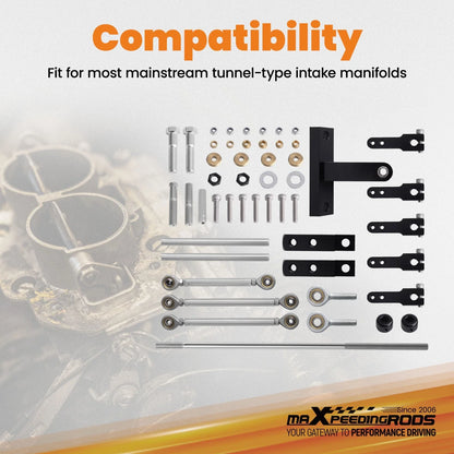 Dual Carburetor Linkage Kit in Black for Universal Applications