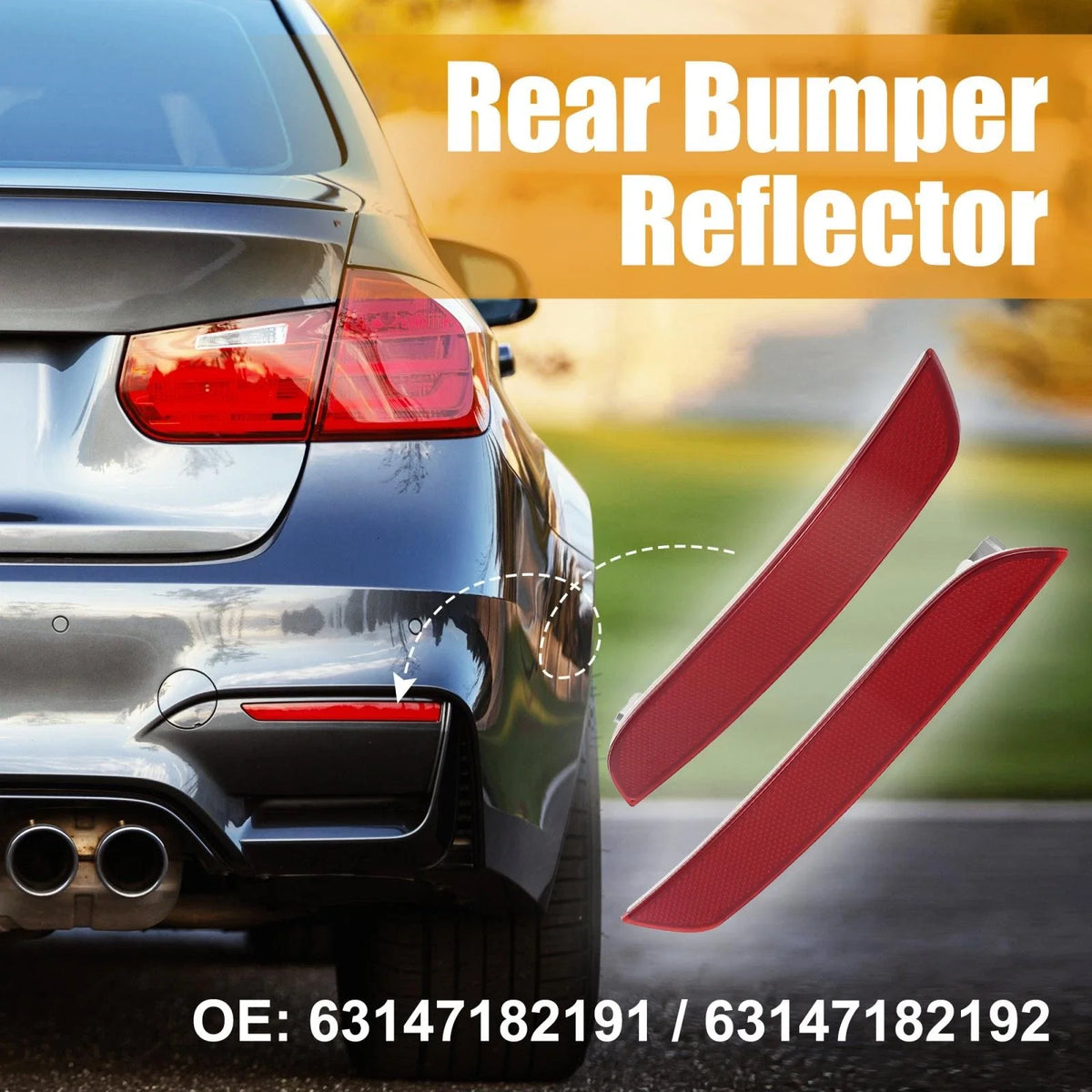 Pair Rear Bumper Reflector Strip Cover for BMW (63147182191)