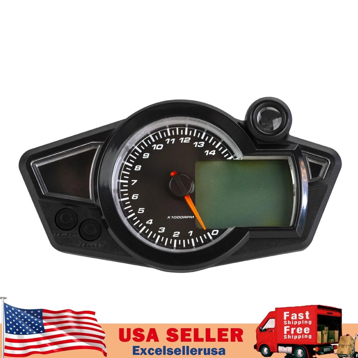 Motorcycle Universal Digital LCD Tachometer and Speedometer Odometer (1-6 Gear)