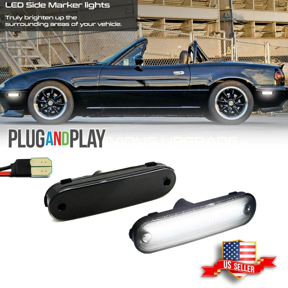 2X Smoke LED Side Marker Lights for Mazda MX-5 Miata (1990–2005)
