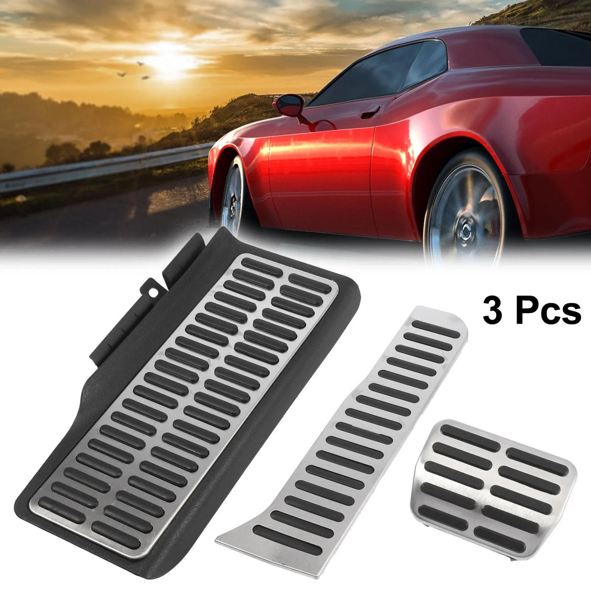 3 Pcs Brake Gas Pedal Pad Cover for Volkswagen Jetta (2006–2010)