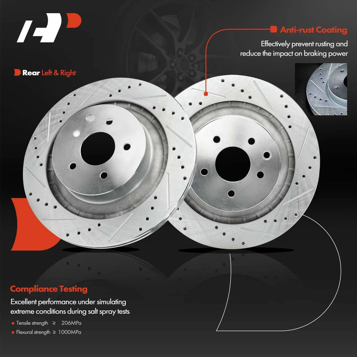 Drilled Brake Rotors with Ceramic Pads for Infiniti G37 (2008-2013)