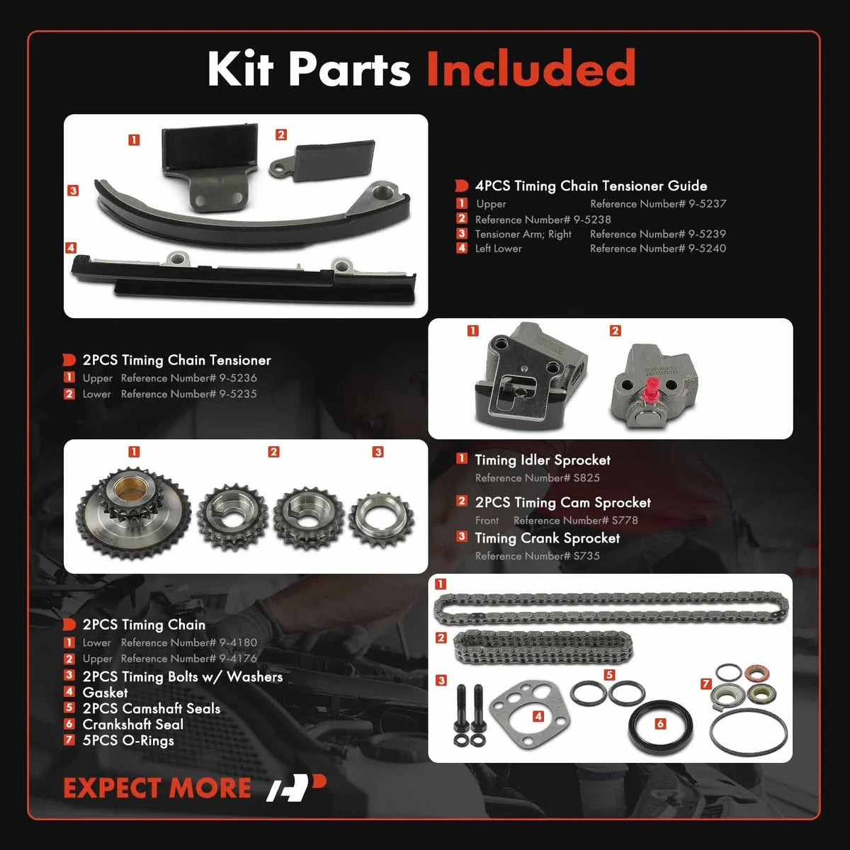 Timing Chain Kit 2X Set for 2.4L Nissan Altima (1993–1997)