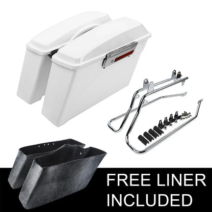 Conversion Bracket & White Hard Saddlebags for Harley Heritage 1986-2017