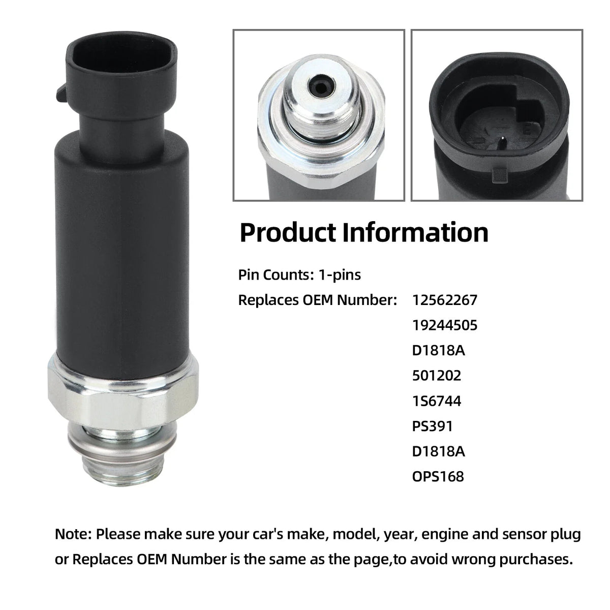 Oil Pressure Sensor for Cadillac Escalade 2002 12562267