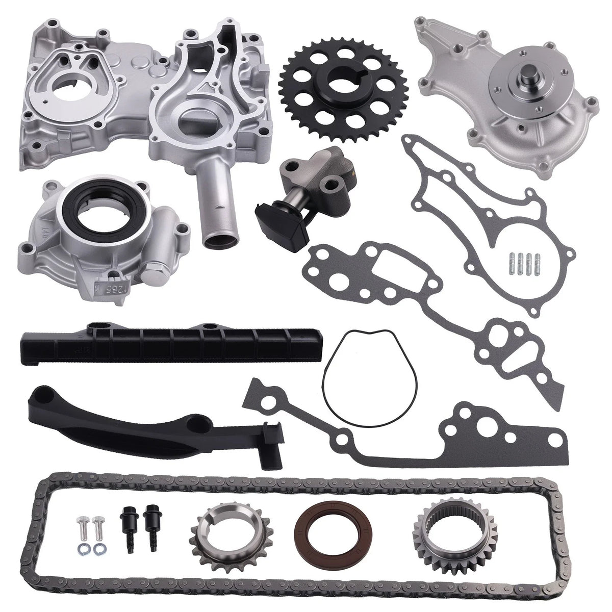 Timing Cover Chain Kit w/Steel Rail & Water/Oil Pump for Toyota Pickup (1985–1995)