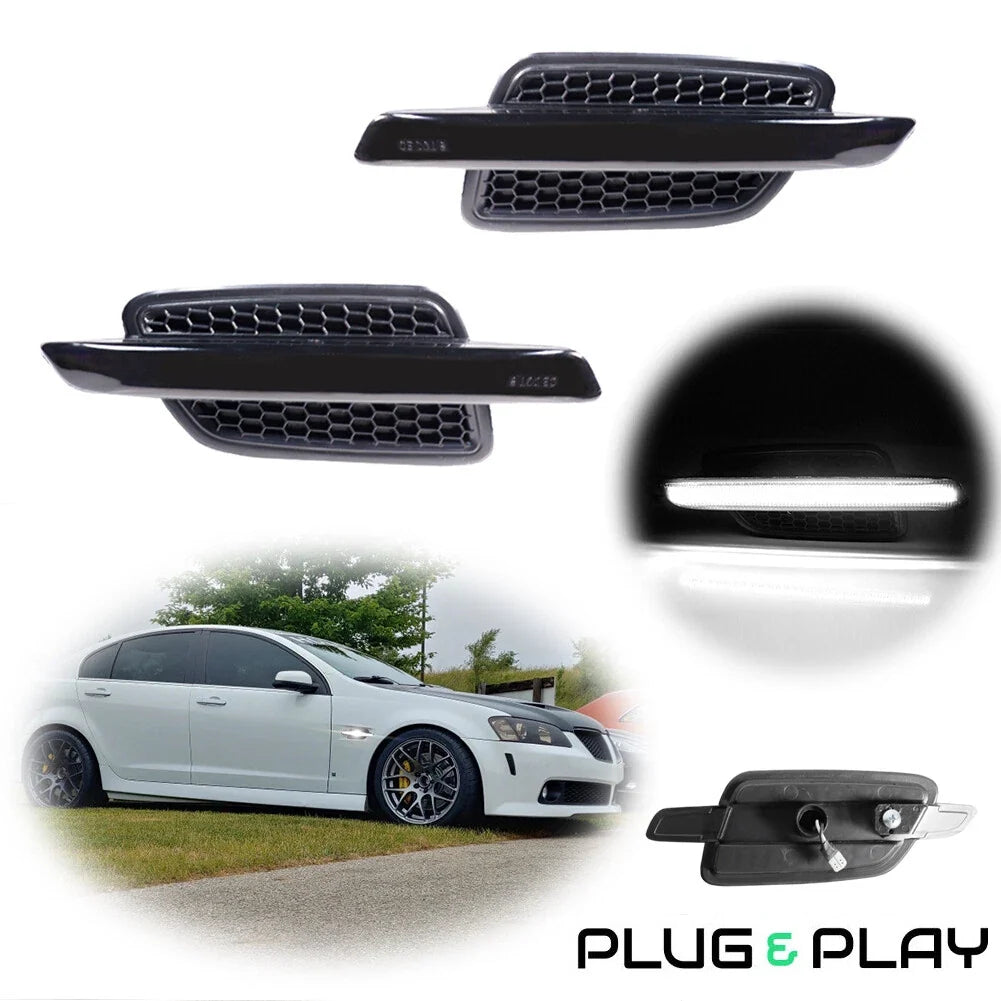 Smoked Lens White LED Front Side Marker Lights for Pontiac G8 (2008–2009)