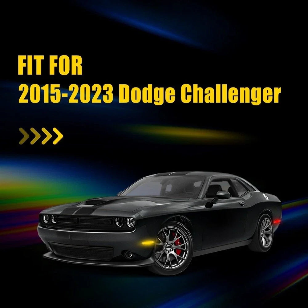 2X Clear Lens Amber LED Front Sidemarker Light for Dodge Challenger (2015–2023)