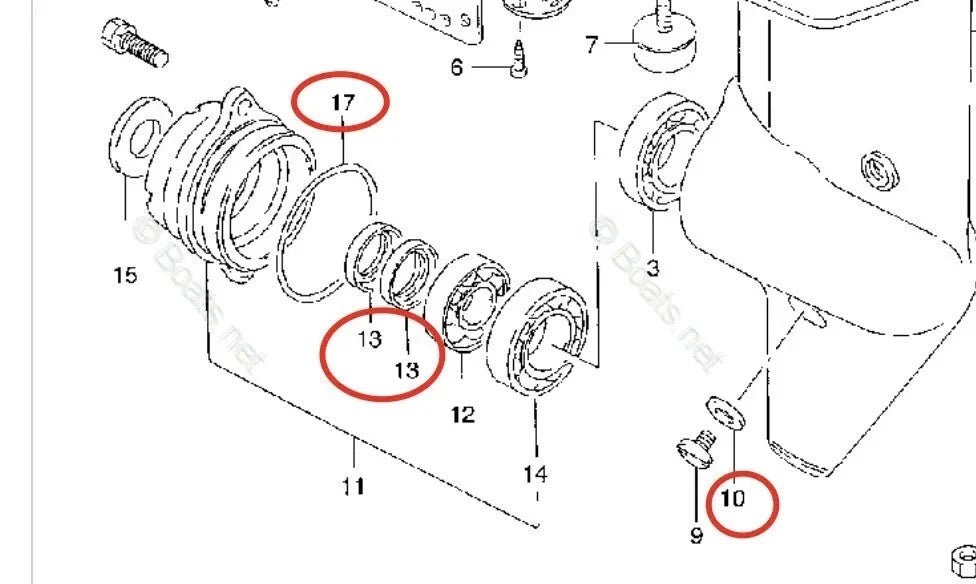 Lower Unit Seal Kit for Suzuki 5HP 6HP 8HP (09282-14002 09289-14002 09280-48003)