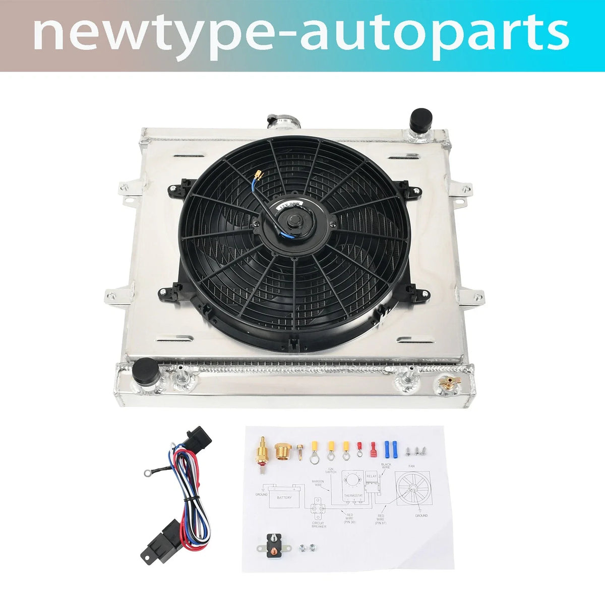 Fan Shroud with Relay for Toyota Pickup 1984-1995, 4Runner SR5 2.4L