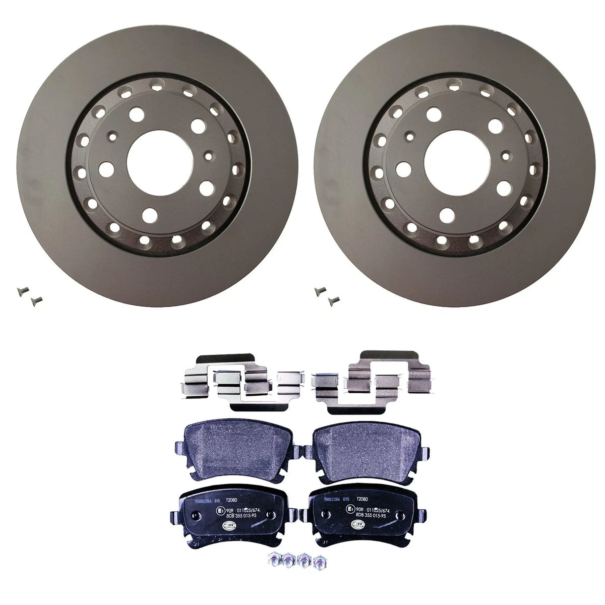 Hella Rear Rotors & Low-Met Disc Brake Pad Kit for A8 Quattro (2004–2010)