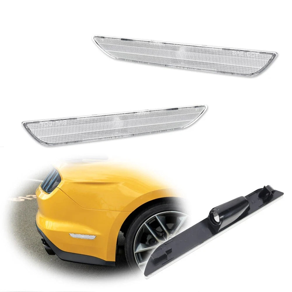 2X Clear Lens Rear Side Marker Lights for Ford Mustang (2015–2023)