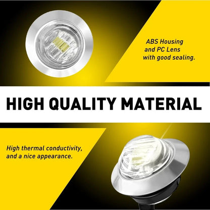 White 3/4 Inch Dual Function Marker Lights Set - 10 Pcs Strobe/Steady