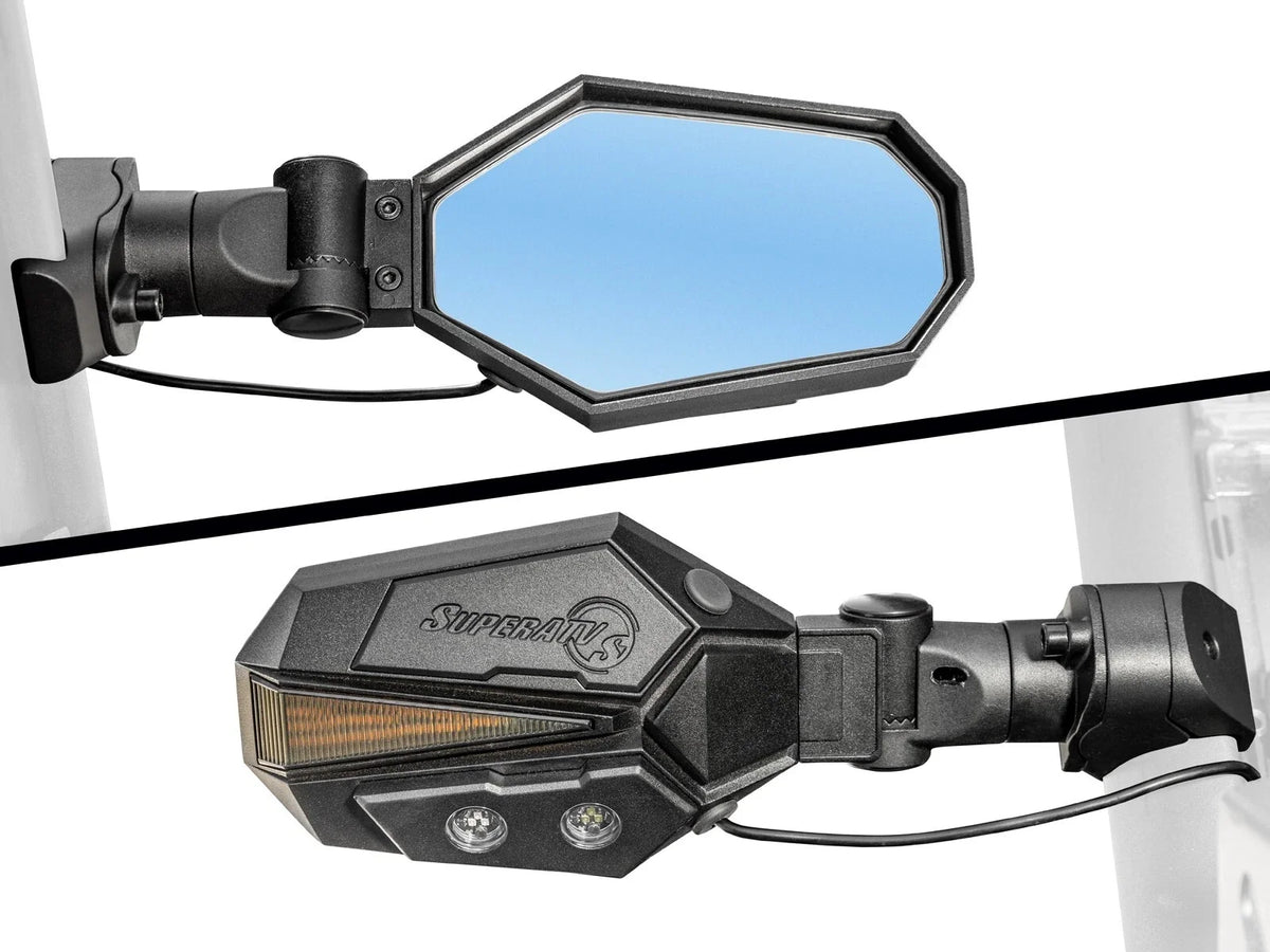 Lighted Side-View Mirrors for 1.75" Polaris (Verify Fitment)