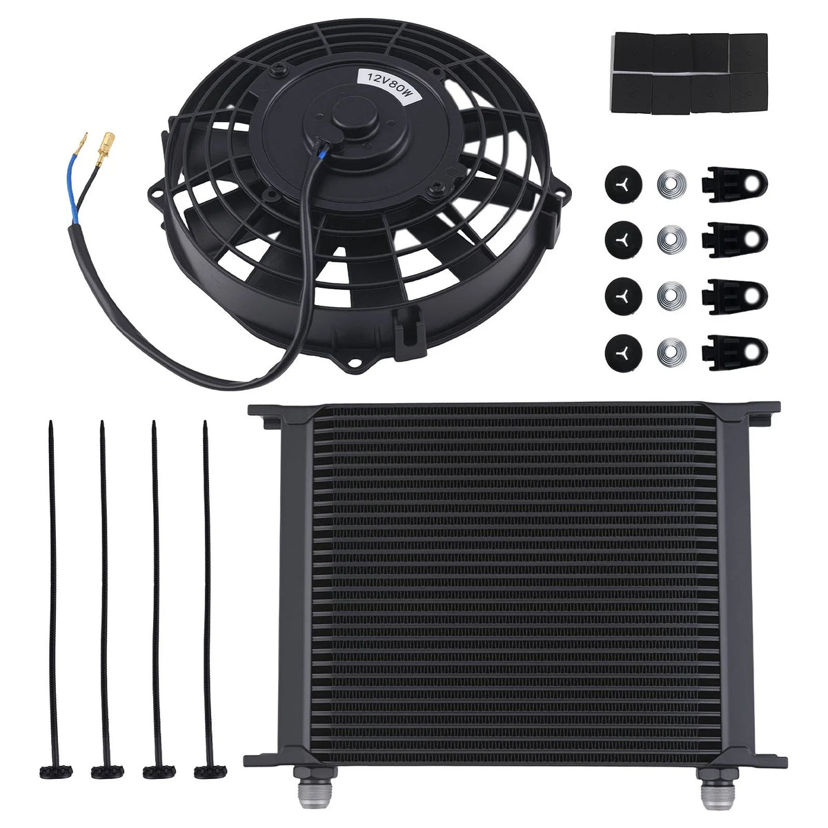 30 Row Engine Oil Cooler with 7" Fan for Universal Street Vehicles