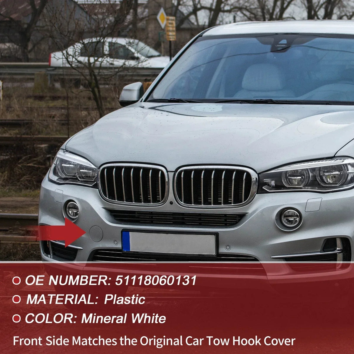 1 Pc Tow Hook Cover in White for BMW X5 F15 M (2014-2018)