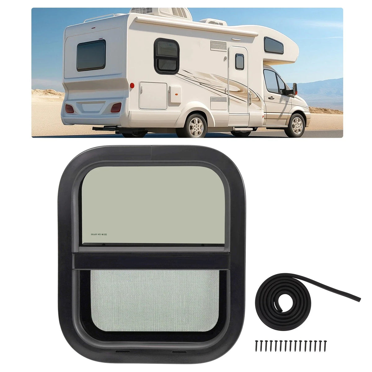RV Window 14"x16" Vertical Slider Aluminum with Tempered Glass