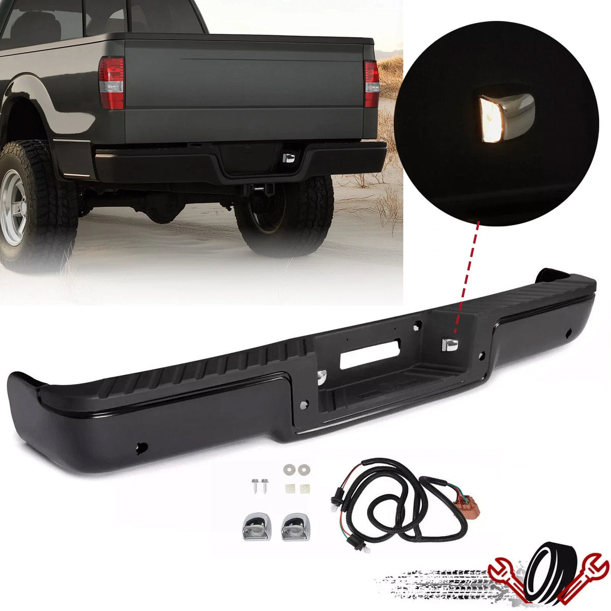 Rear Step Bumper Assembly for Ford F-150 (2006–2008) with Sensor Holes