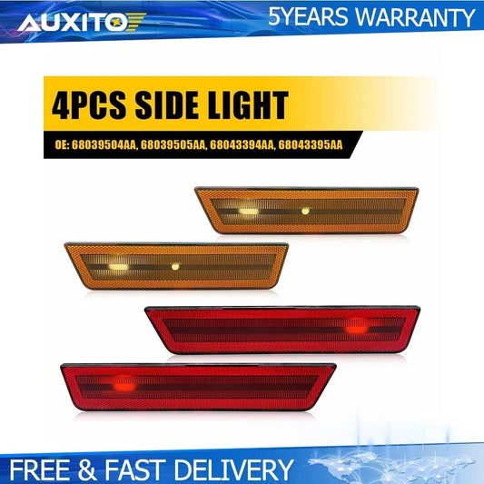 Set of 2 Amber Red Side Marker Lights for Dodge Challenger Charger (2008–2014)