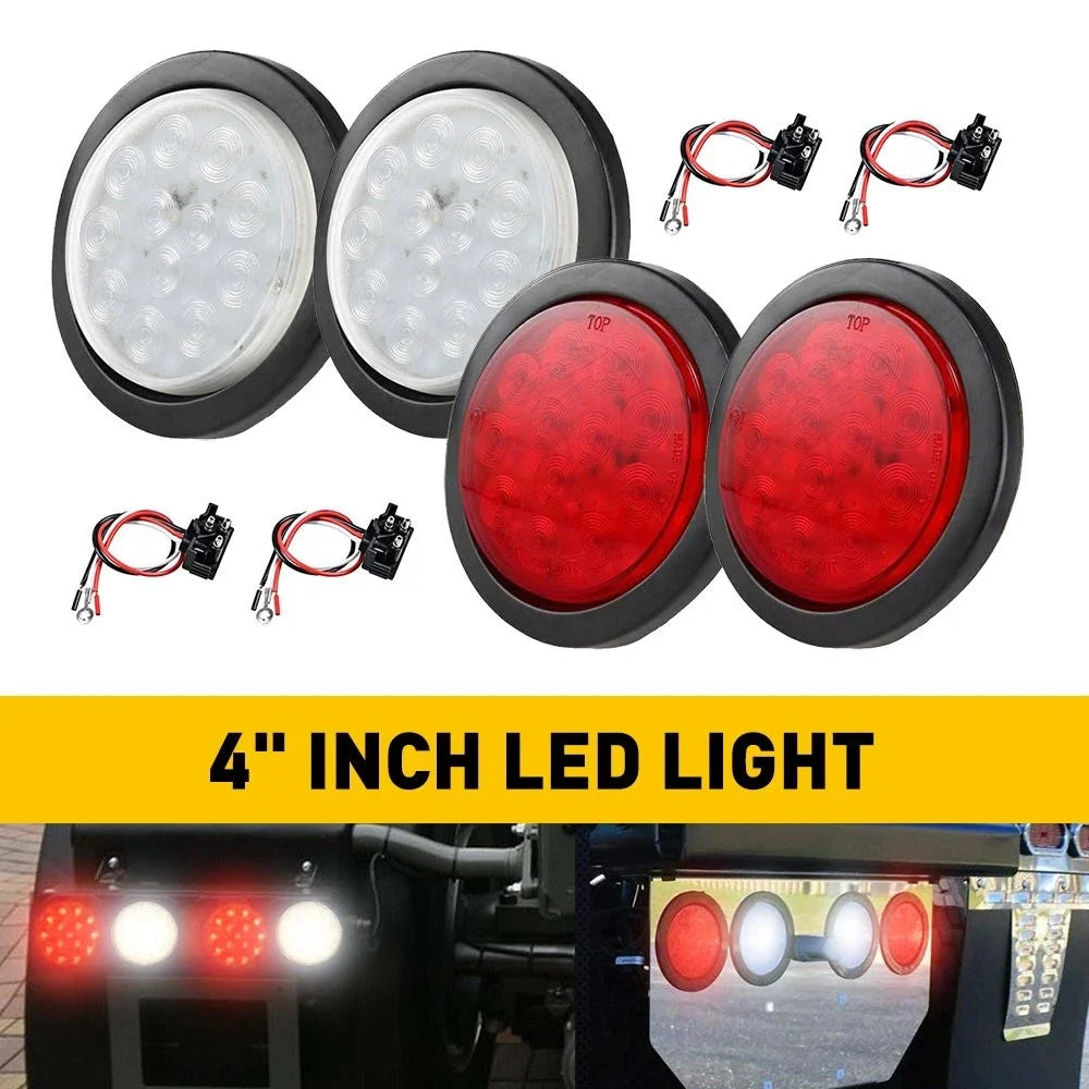 Reverse Backup Lights - 10 LED 4" Oval for Trailer Truck (Flush Mount)