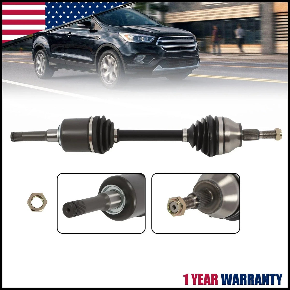 Front Driver Side CV Axle Assembly for Ford Escape (2013–2019), Lincoln MKZ (2013)