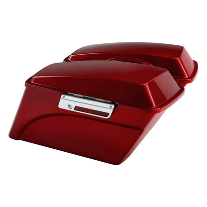 Conversion Bracket & Red Hard Saddlebags for Harley Softail FLSTF 1989-2017