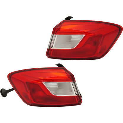 Tail Light Set for Chevrolet Cruze (2017–2019) - Left Right Outer Clear/Red Halogen