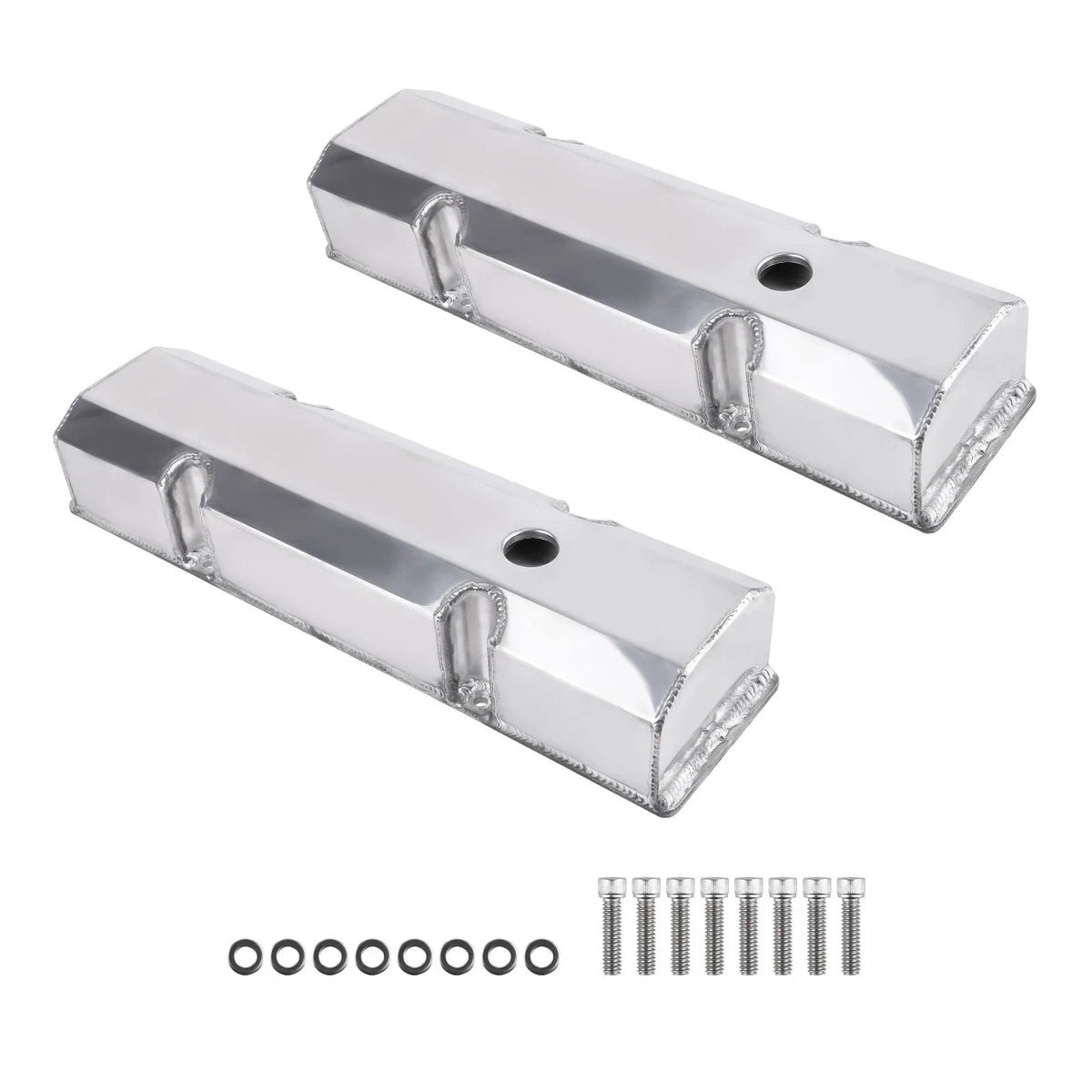 Fabricated Aluminum Valve Covers with Bolts for Chevy Small Block (283–327)