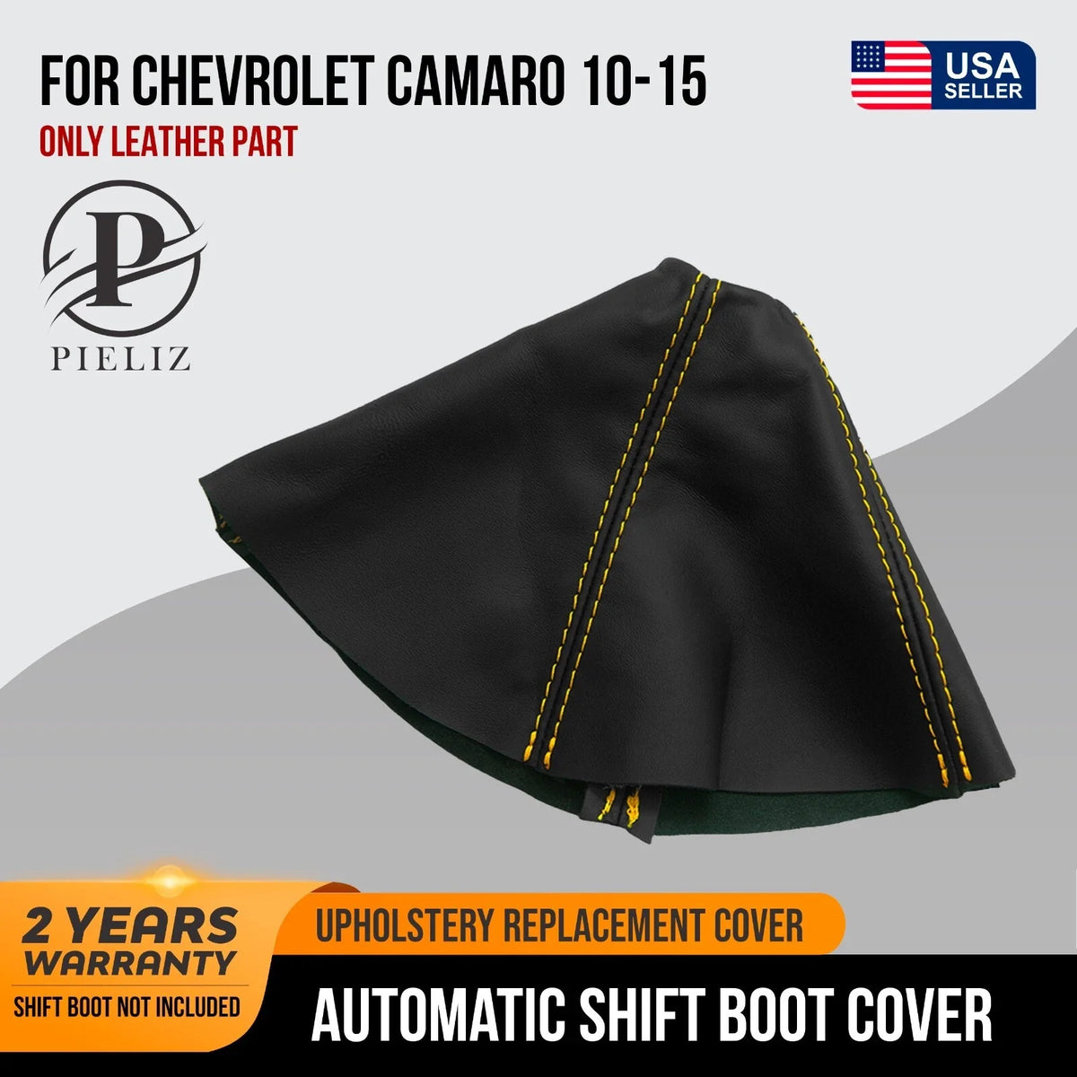 Automatic Shift Boot for Chevrolet Camaro (2010–2015) Yellow Stitch