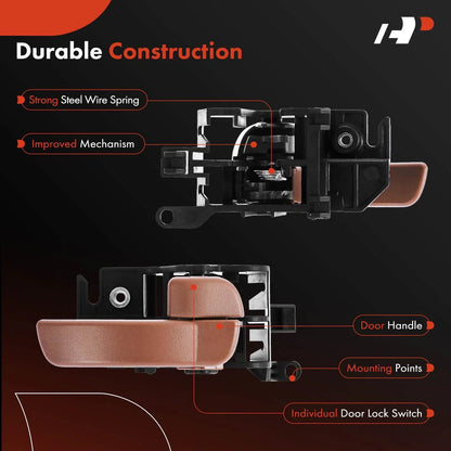 Right Interior Door Handle in Brown Textured for Nissan Frontier 2005–2019