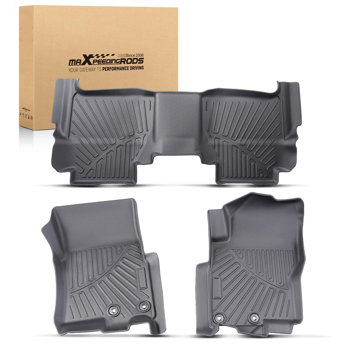 Set of 3 Floor Mats Liners for Nissan Frontier Crew Cab (2022–2024) TPE Rubber