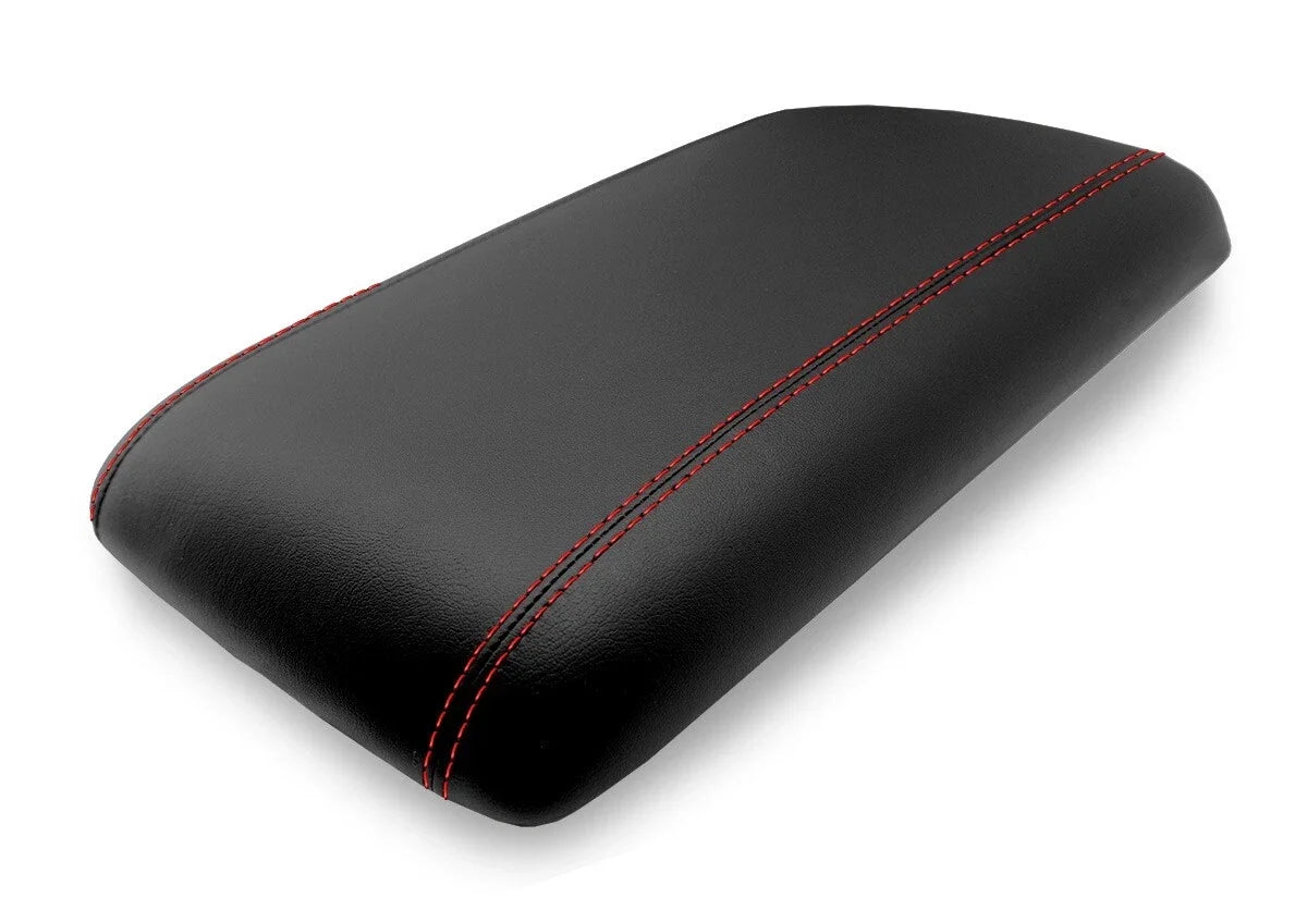 Leather Console Lid Armrest Cover for Ford Expedition (2003–2006) Red Stitch