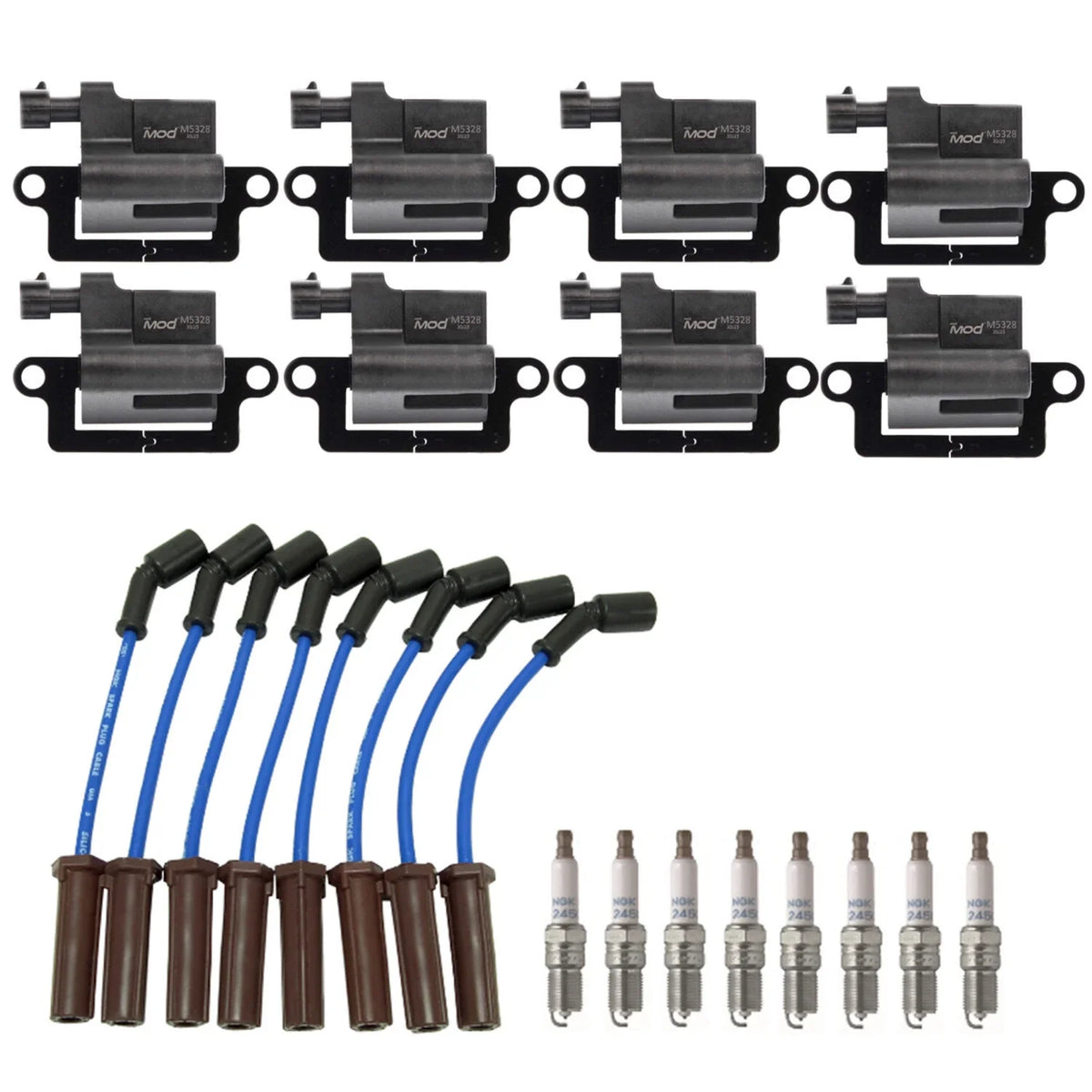 NGK Wire Set 8 Ignition Coils Spark Plug Kit for Chevy GMC V8