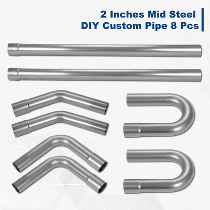 8Pcs 2" Mandrel Bend Exhaust Tubing Kit for Custom Installations