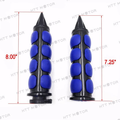 Motorcycle Custom Hand Grips - Black Blue Spike 7/8" 22mm