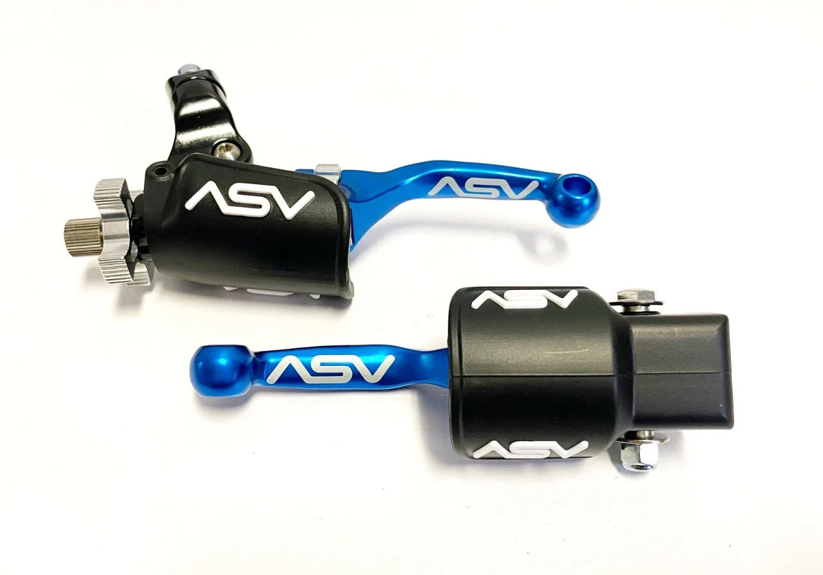 Shorty Brake Clutch Perch Levers for Suzuki LT-R450 (2006–2009) - Blue Dust Cover