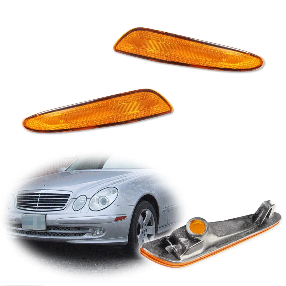 Amber Front Fender Side Marker Light Covers for Mercedes W211 E-Class